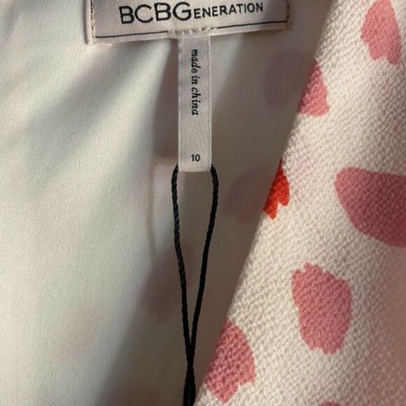 BCBG Pink & Red Pastel Polka Dot Dress sz 10 - Picture 4 of 7